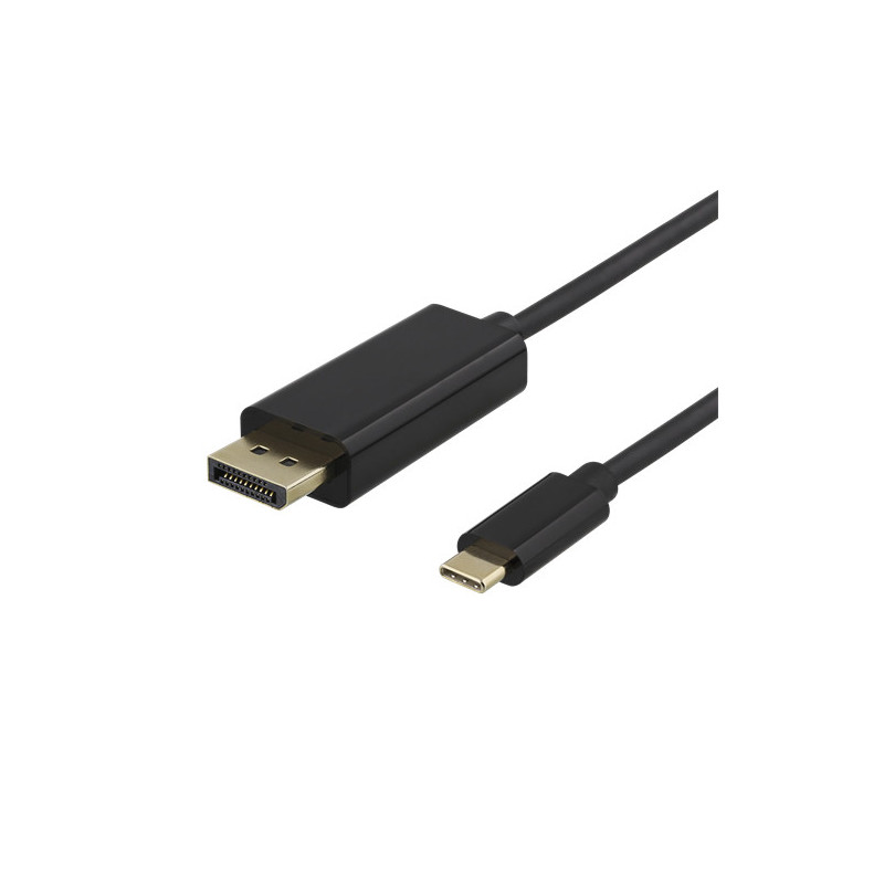 Deltaco USBC-DP100-K videokaapeli-adapteri 1 m USB Type-C DisplayPort Musta