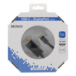 Deltaco USBC-DP100-K videokaapeli-adapteri 1 m USB Type-C DisplayPort Musta