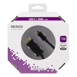 Deltaco USBC-HDMI1010-K USB grafiikka-adapteri 4096 x 2160 pikseliä Musta