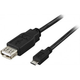 Deltaco USB-73 USB-kaapeli 0,2 m USB 2.0 USB A Micro-USB B Musta