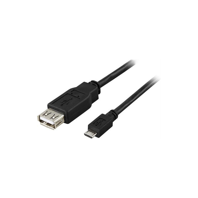 Deltaco USB-73 USB-kaapeli 0,2 m USB 2.0 USB A Micro-USB B Musta