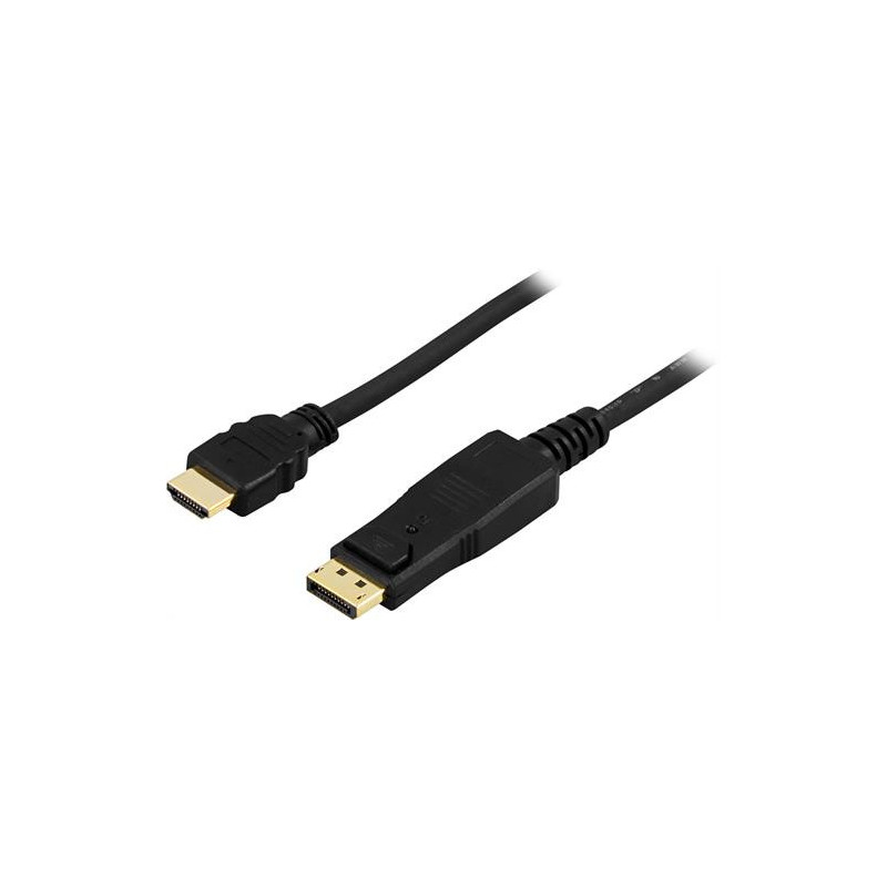 Deltaco DP-3005 videokaapeli-adapteri 0,5 m DisplayPort HDMI Musta