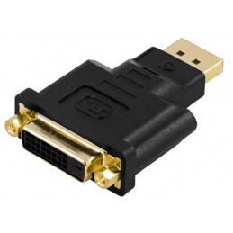 Deltaco DP-DVI cable gender changer 20-pin ha DL DVI-D Musta