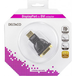 Deltaco DP-DVI-K cable gender changer DisplayPort DVI-D Musta