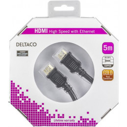 Deltaco HDMI-1050-K HDMI-kaapeli 5 m HDMI-tyyppi A (vakio) Musta