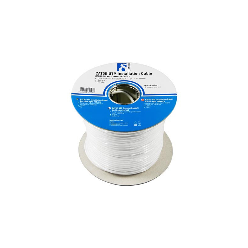 Deltaco UTP Cat5e verkkokaapeli Valkoinen 100 m