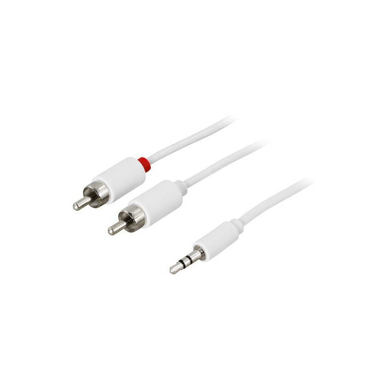 Deltaco MM-140B audiokaapeli 2 m 2 x RCA 3.5mm Valkoinen