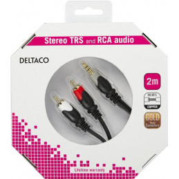 Deltaco MM-140-K audiokaapeli 2 m 2 x RCA 3.5mm Musta