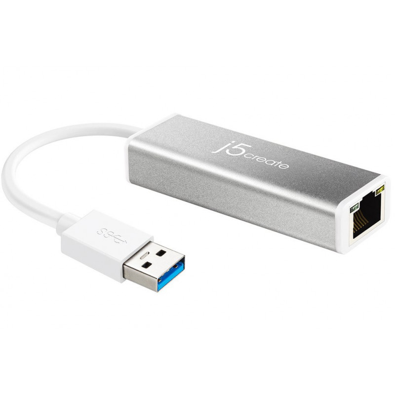 j5create JUE130 cable gender changer USB 3.0 A RJ-45 Valkoinen