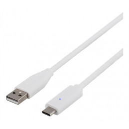 Deltaco USBC-1009 USB-kaapeli USB 2.0 USB A Valkoinen