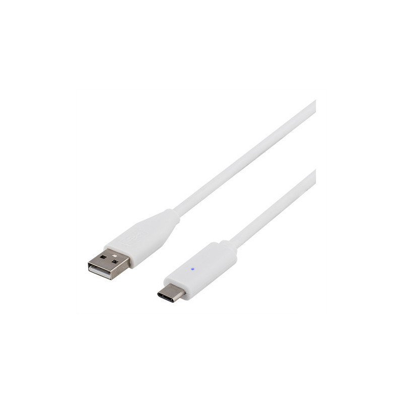 Deltaco USBC-1009 USB-kaapeli USB 2.0 USB A Valkoinen