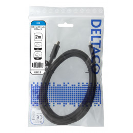 Deltaco USBC-2002 USB-kaapeli 2 m USB 2.0 Musta