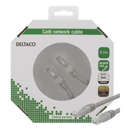 Deltaco TP-60-K verkkokaapeli Harmaa 0,5 m Cat6 U UTP (UTP)