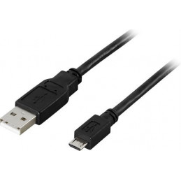 Deltaco USB-299S USB-kaapeli 0,25 m USB 2.0 USB A Micro-USB B Musta