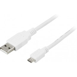 Deltaco USB-299W USB-kaapeli 0,25 m USB 2.0 USB A Micro-USB B Valkoinen