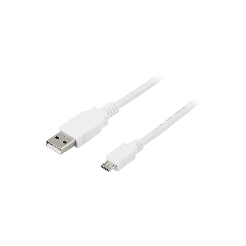 Deltaco USB-299W USB-kaapeli 0,25 m USB 2.0 USB A Micro-USB B Valkoinen