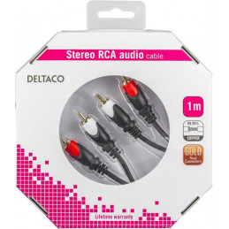 Deltaco MM-109-K audiokaapeli 1 m 2 x RCA Musta