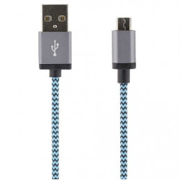 Deltaco MICRO-117 USB-kaapeli 1 m USB 2.0 USB A Micro-USB B Sininen, Harmaa