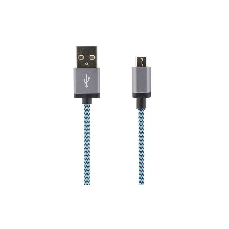 Deltaco MICRO-117 USB-kaapeli 1 m USB 2.0 USB A Micro-USB B Sininen, Harmaa