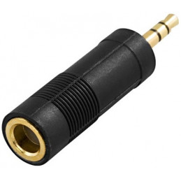 Deltaco AD-2 cable gender changer 3.5mm 6.3mm Musta