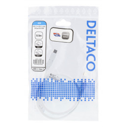 Deltaco USBC-1406 USB-kaapeli 1 m USB 3.2 Gen 2 (3.1 Gen 2) Valkoinen