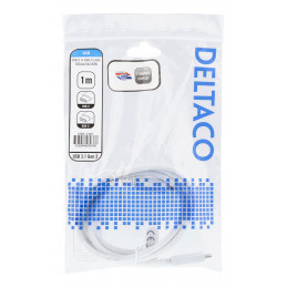 Deltaco USBC-1407 USB-kaapeli 1 m USB 3.2 Gen 2 (3.1 Gen 2) Valkoinen