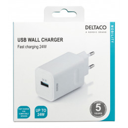 Deltaco USB-AC177 mobiililaitteen laturi Valkoinen Sisätila