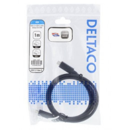 Deltaco USBC-1402 USB-kaapeli 1 m USB 3.2 Gen 2 (3.1 Gen 2) Musta