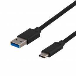 Deltaco USBC-1150 USB-kaapeli 0,25 m USB 3.2 Gen 1 (3.1 Gen 1) USB A Musta