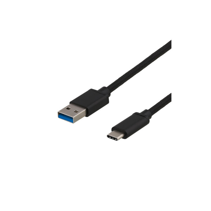 Deltaco USBC-1151 USB-kaapeli 0,5 m USB 3.2 Gen 1 (3.1 Gen 1) USB A Musta