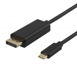 Deltaco USBC-DP100 videokaapeli-adapteri 1 m USB Type-C DisplayPort Musta