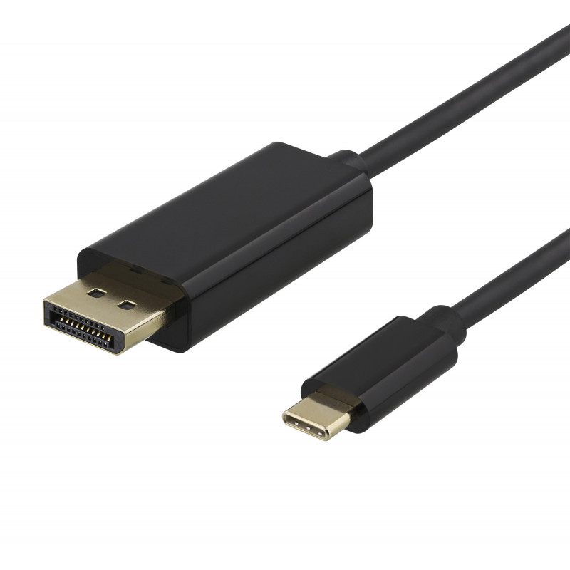 Deltaco USBC-DP200 videokaapeli-adapteri 2 m USB Type-C DisplayPort Musta