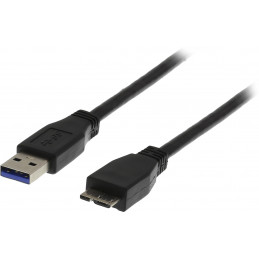 Deltaco USB3-005S USB-kaapeli 0,5 m USB 3.2 Gen 1 (3.1 Gen 1) USB A Micro-USB B Musta