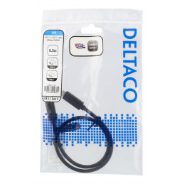 Deltaco USBC-1121 USB-kaapeli 0,5 m USB 3.2 Gen 2 (3.1 Gen 2) Musta