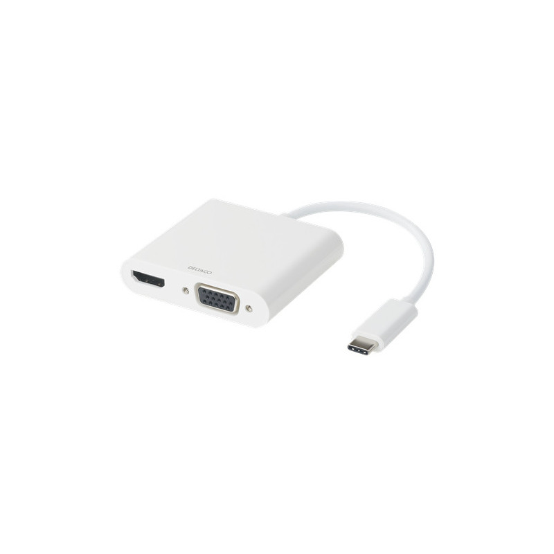 Deltaco USBC-HDMI16 keskitin USB 3.2 Gen 1 (3.1 Gen 1) Type-C 5000 Mbit s Valkoinen