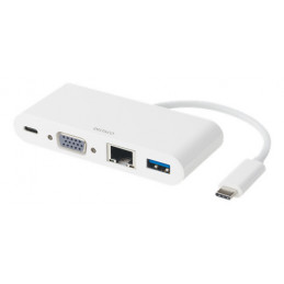 Deltaco USBC-VGA5 keskitin USB 3.2 Gen 1 (3.1 Gen 1) Type-C 5000 Mbit s Valkoinen