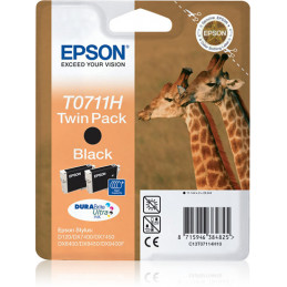 Epson Giraffe Kaksoispakkaus, mustepatruuna musta T0711H, kaksoispakkaus T0711H DURABrite Ultra -muste