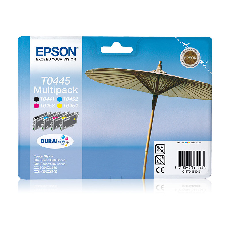Epson Parasol Monipakkaus, 4 väriä T0445 DURABrite-muste