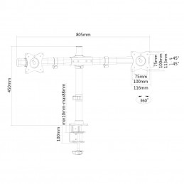 Newstar FPMA-DCB100D 68,6 cm (27") Puristin Läpipultattu Musta