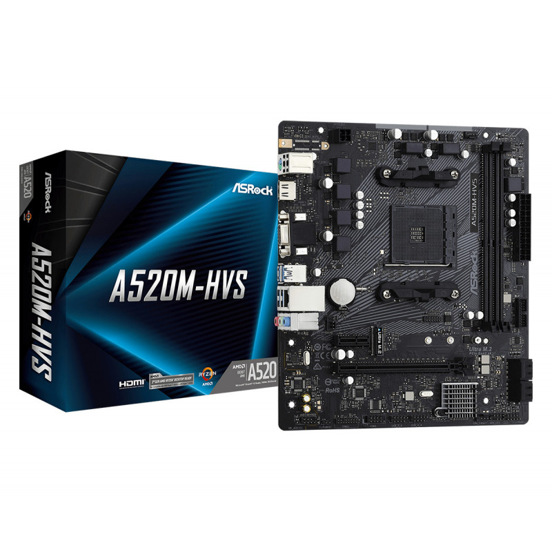 Asrock A520M-HVS AMD A520 Kanta AM4 mikro ATX