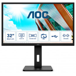 AOC P2 Q32P2 tietokoneen litteä näyttö 80 cm (31.5") 2560 x 1440 pikseliä 2K Ultra HD LED Musta
