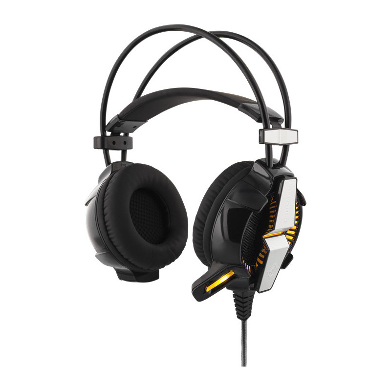 Deltaco GAM-025 kuulokkeet ja kuulokemikrofoni Pääpanta 3,5 mm liitin USB A-tyyppi Musta, Hopea