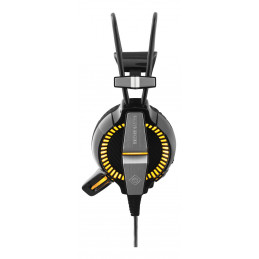 Deltaco GAM-025 kuulokkeet ja kuulokemikrofoni Pääpanta 3,5 mm liitin USB A-tyyppi Musta, Hopea