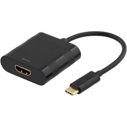 Deltaco USBC-HDMI videokaapeli-adapteri 0,1 m USB Type-C Musta