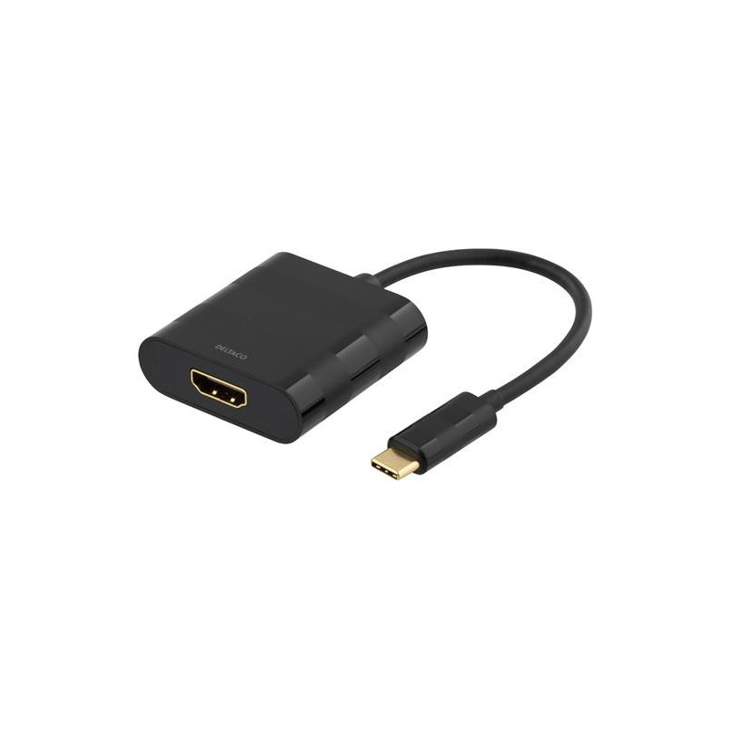 Deltaco USBC-HDMI videokaapeli-adapteri 0,1 m USB Type-C Musta