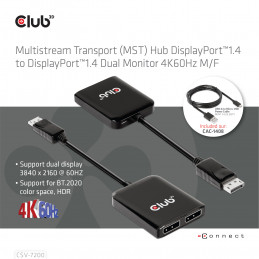 CLUB3D CSV-7200 videohaaroitin DisplayPort 2x DisplayPort