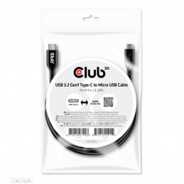 CLUB3D CAC-1526 USB-kaapeli 1 m USB 3.2 Gen 1 (3.1 Gen 1) USB C Micro-USB B Musta
