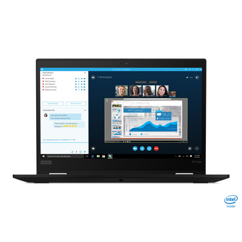 Lenovo ThinkPad X13 Yoga Hybridi (2-in-1) 33,8 cm (13.3") Kosketusnäyttö Full HD 10. sukupolven Intel® Core™ i7 16 GB