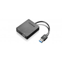 Lenovo Universal USB 3.0 to VGA HDMI USB A-tyyppi Musta