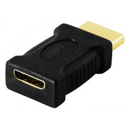 DELTACO HDMI-sovitin mini HDMI uros - HDMI naaras 19-pin kullatut liittimet
